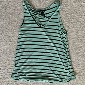 Mint green with black stripes sleeveless shirt